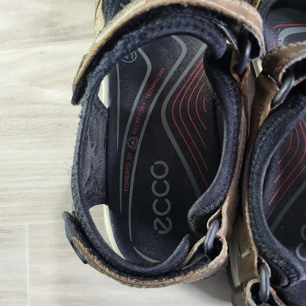 ECCO Yucatan Sandals Mens 41 Brown Leather Hiking Sport Walking 069564